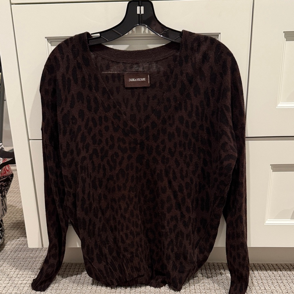 Zadig & Voltaire Brown Leopard 100% cashmere Sweater